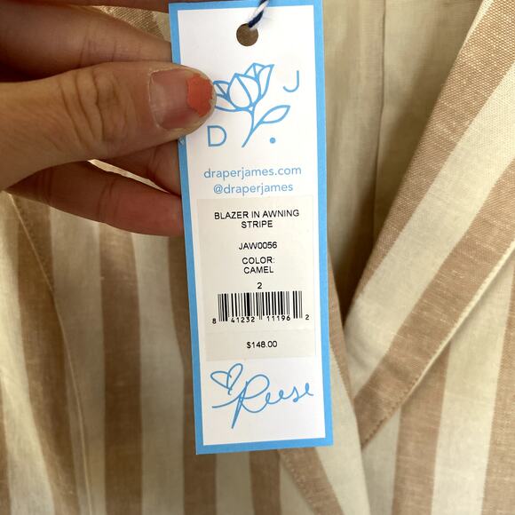 NWT Draper James Blazer in Awning Stripe Camel Size 2 - Picture 4 of 7